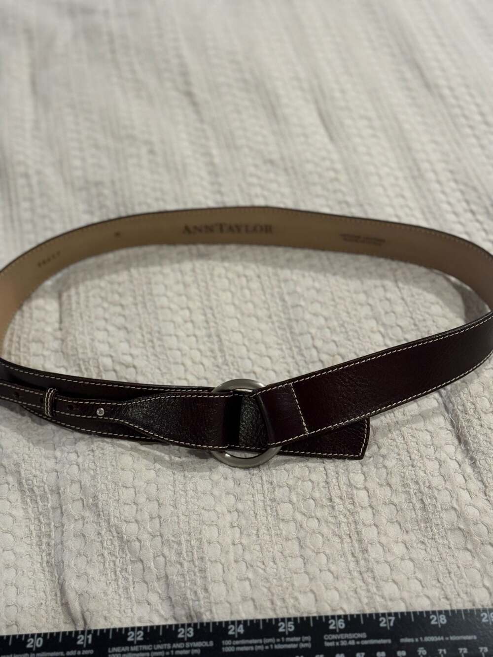 Ann Taylor Brown Leather Ring Buckle Belt Size M